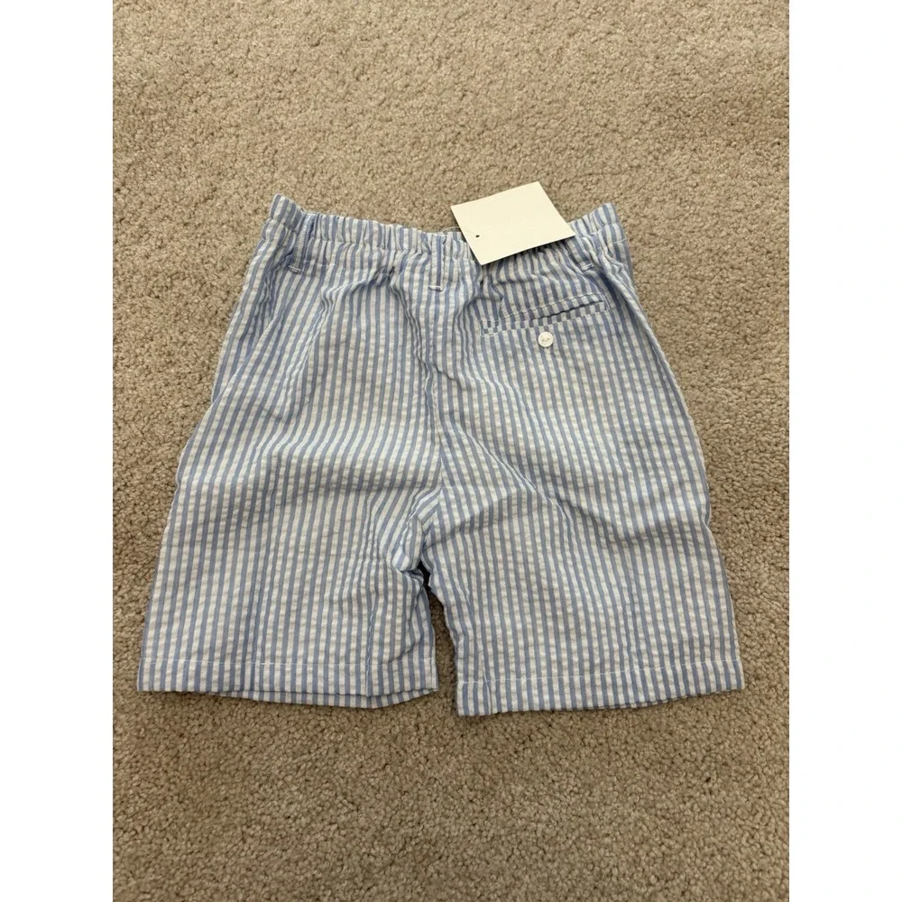 New Bella Bean Striped Seersucker Shorts Blue Size 8